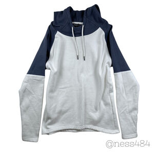 ICEBURG Outerwear Men's Colorblock Hoodie Navy‎ White Raglan Sleeve Size S